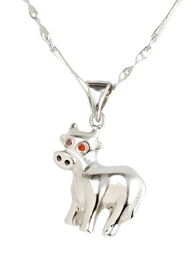 小牛十二生肖纯银吊坠女999足银吊坠12属相项链锁骨链坠子银饰品