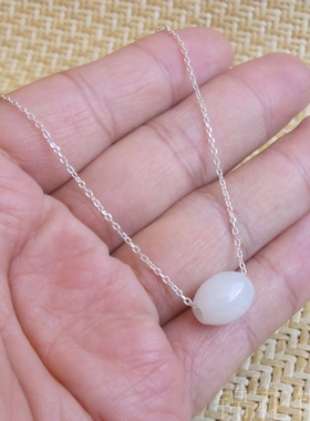 转运珠路路通玉石吊坠女纯银项链银链子颈链锁骨链银饰品白银首饰