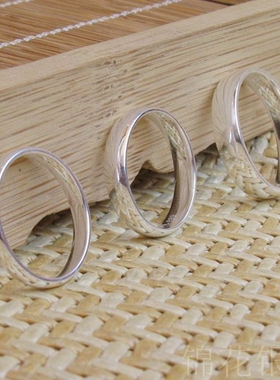 光面纯银戒指999足银男女情侣戒指对戒银指环尾戒银饰品戒子闭口