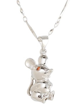 小老鼠十二生肖纯银吊坠女999足银吊坠12属相锁骨项链子白银饰品