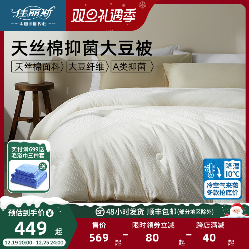 佳丽斯大豆纤维被子冬被芯加厚保暖莱赛尔长绒棉纯棉棉被床上用品