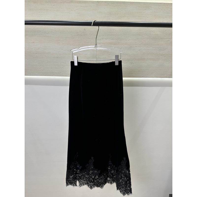 温柔高级低调光泽丝绒拼接蕾丝花边半裙,女装/女士精品,半身裙,淘宝优惠券,粉丝福利购,淘宝优惠卷