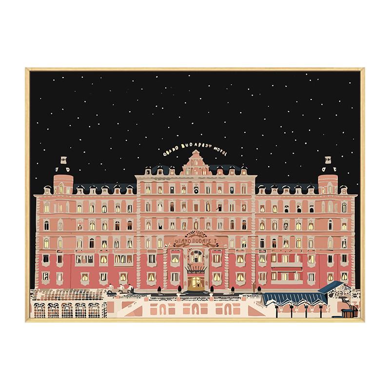 布达佩斯大饭店数字油画diy填充填色手工绘画画建筑油彩画装饰画图片