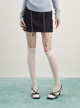 AXIA夏季新款深蓝色A字低腰修身显瘦防走光直筒抽绳短裙甜辣妹风