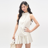 AXIA挂脖吊带背心两件套女夏季 宽松休闲短裙条纹设计感甜辣风套装