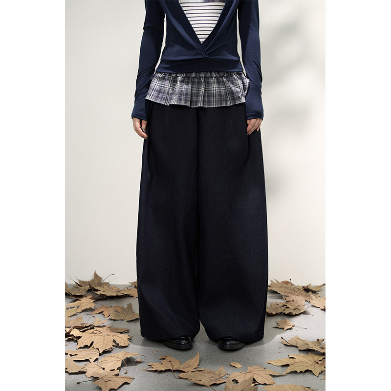 AXIA两件套阔腿裤女可拆卸屁帘休闲中高腰长裤女宽松春秋设计感