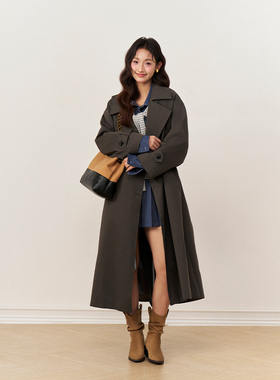 AXIA 复古双排扣高级感廓形风衣女英伦高端气质宽松长款工装外套