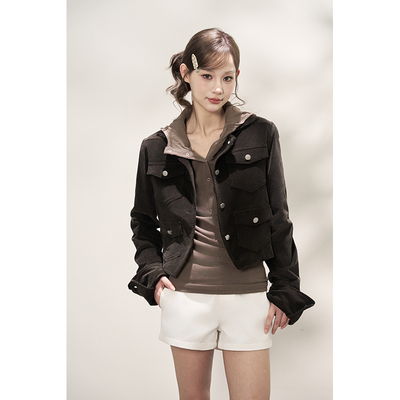 复古做旧灯芯绒外套女