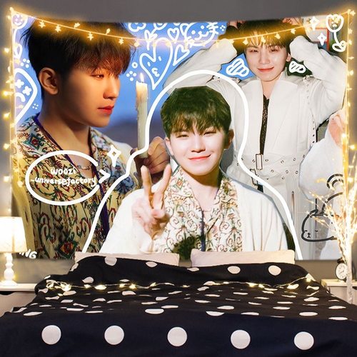 李知勋WOOZI明星图片周边挂布背景布学生房间寝室床头墙布图定制