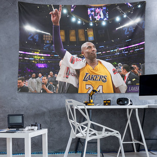 NBA科比球星墙布湖人标志背景布ins风挂布床头背景墙宿舍房间画布