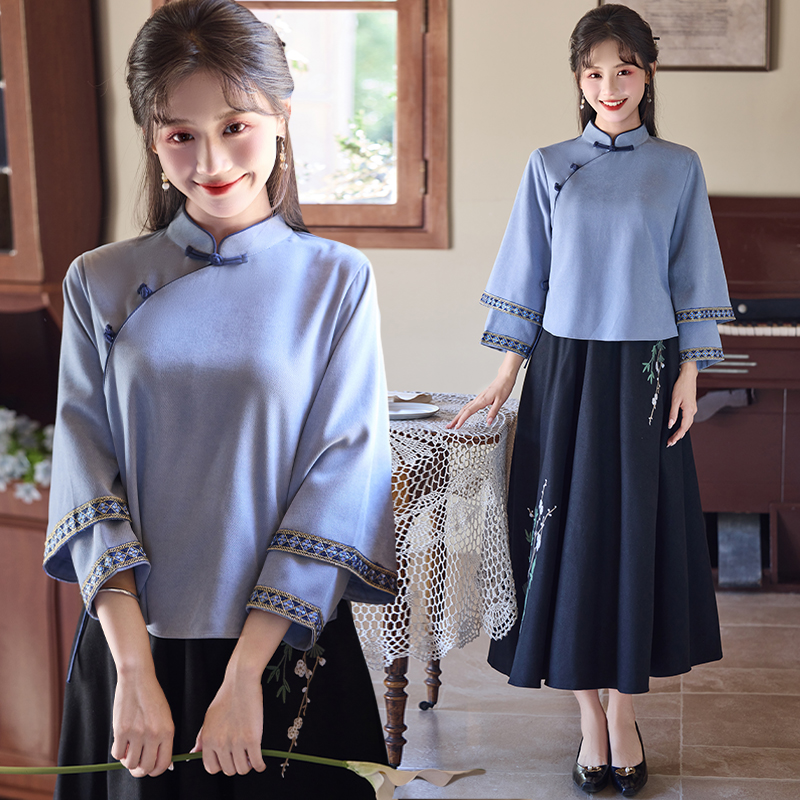 新中式改良旗袍两件套女秋冬