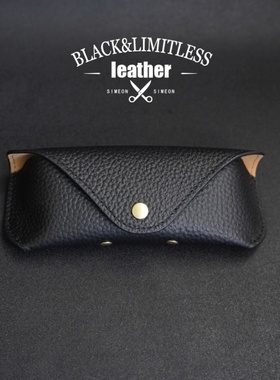 黑色眼镜盒男女真皮抗压便携眼镜袋头层牛皮太阳镜墨镜学生近视盒