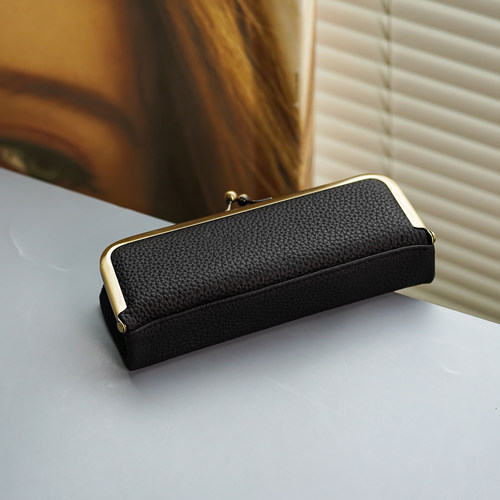 真皮眼镜盒创意夹口便携墨镜