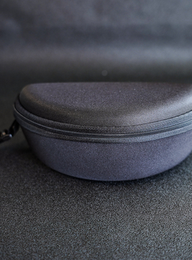 骑行眼镜盒防压收纳护目镜盒风镜墨镜盒黑色便捷运动镜拉链挂钩款