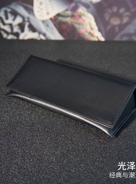 眼镜盒简约时尚商务纯色黑色PU皮油边皮夹软包便携太阳镜盒墨镜盒