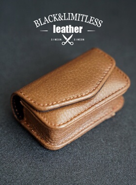 真皮眼镜包折叠老花眼镜盒可穿皮带挂腰包男软牛皮便携式眼睛皮套