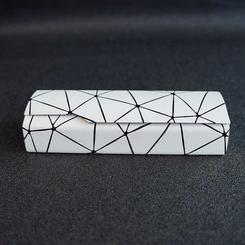 菱形晶格图案个性创意眼镜盒男女学生韩国清新可爱手工眼镜收纳盒