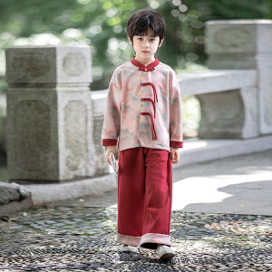 织里童装城男童唐装套装中国风汉服古装春秋季儿童江山两件套复古