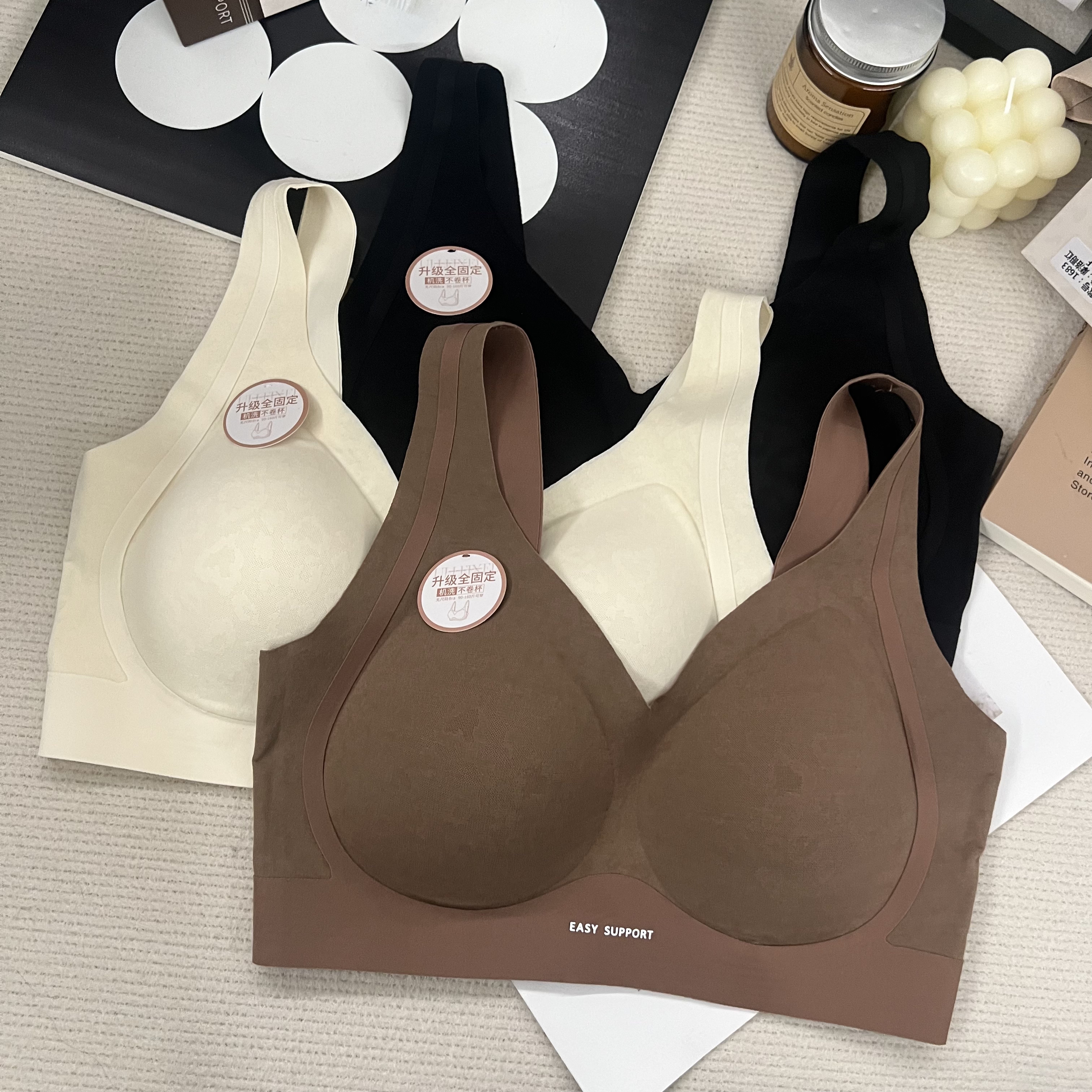 一轻松1683提拉运动文胸无痕无钢圈固定杯内衣背心式美背女
