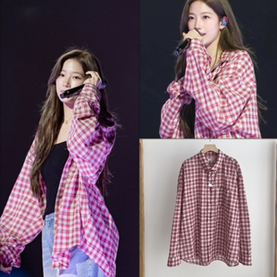 2025早秋新款 韩国东大门中村一叶同款廓形oversize宽松格子衬衫