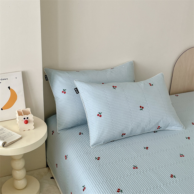 新款小樱桃夹棉刺绣纯色简约枕套48*74cm单人枕巾一对装不含芯,床上用品,枕套,淘宝优惠券,粉丝福利购,淘宝优惠卷