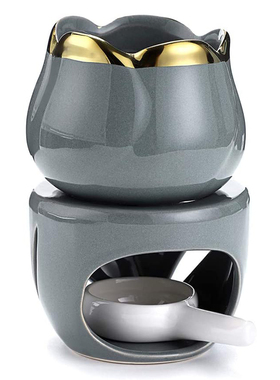 浅灰色分离式蜡烛香薰炉香薰灯精油炉精油灯陶瓷炉酒店会所SPA店