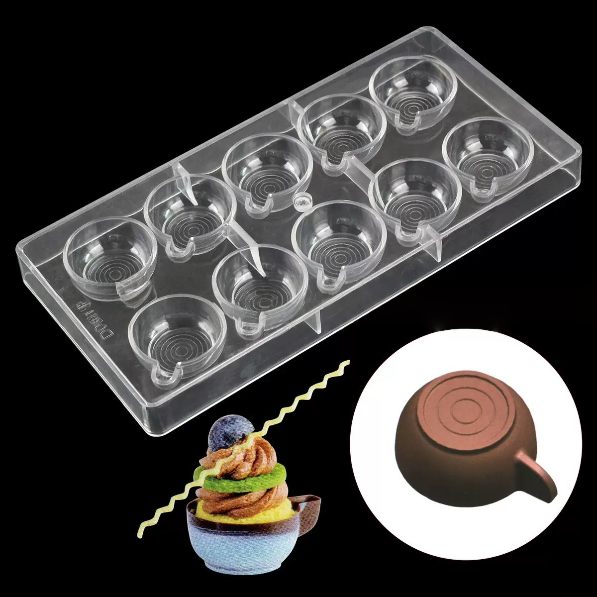3D 杯子形状立体巧克力模具塑料DIY厨房烘焙甜点蛋糕装饰糖果模具