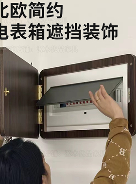 电表箱装饰画2024新款简约免打孔配电箱挂画改造置物架电闸箱遮挡