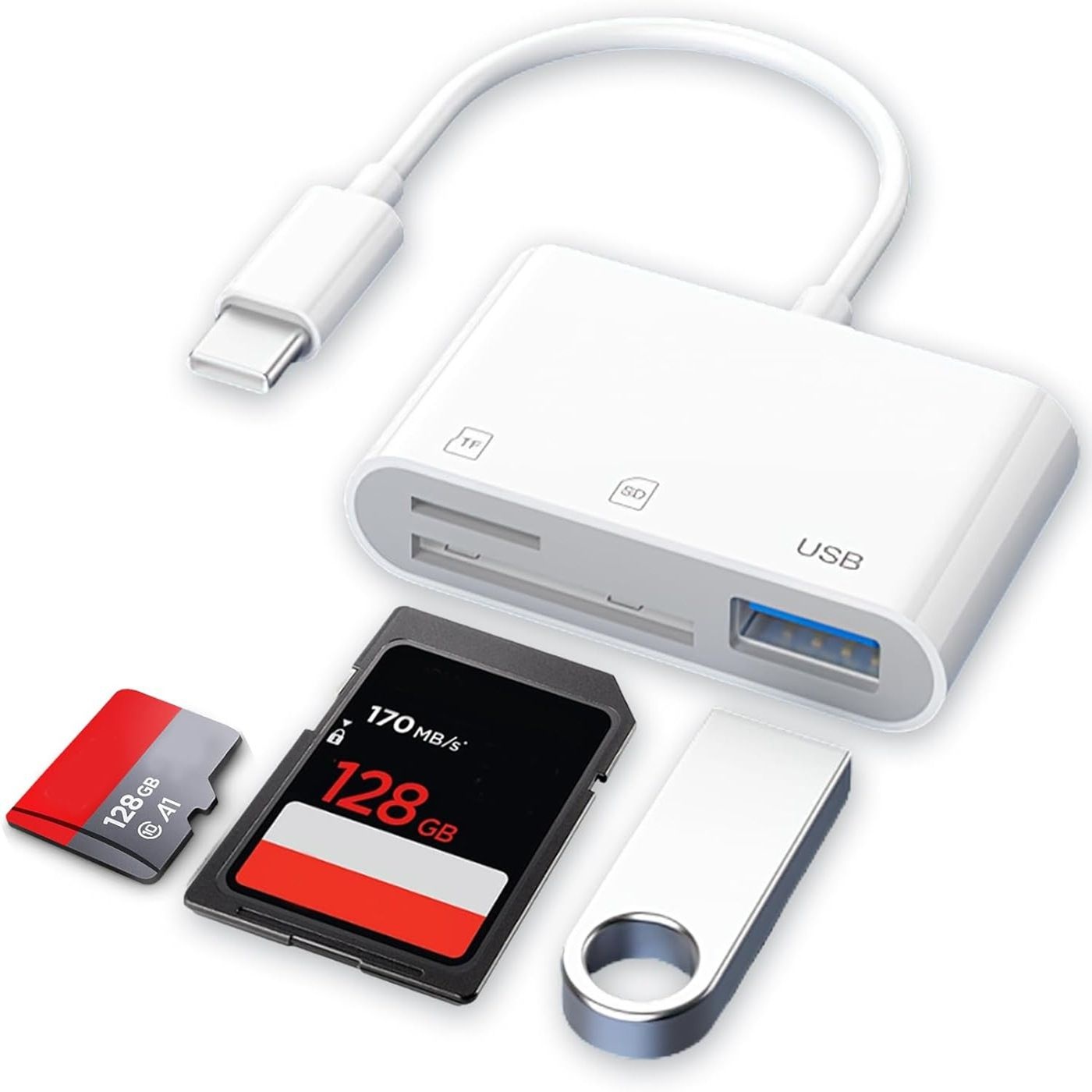 3合1手机电脑存储卡读卡器USB tfSD卡安卓otg多功能type-c hub