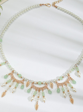 古风项链清新唯美珍珠吊坠汉服配饰璎珞国风旗袍软璎珞