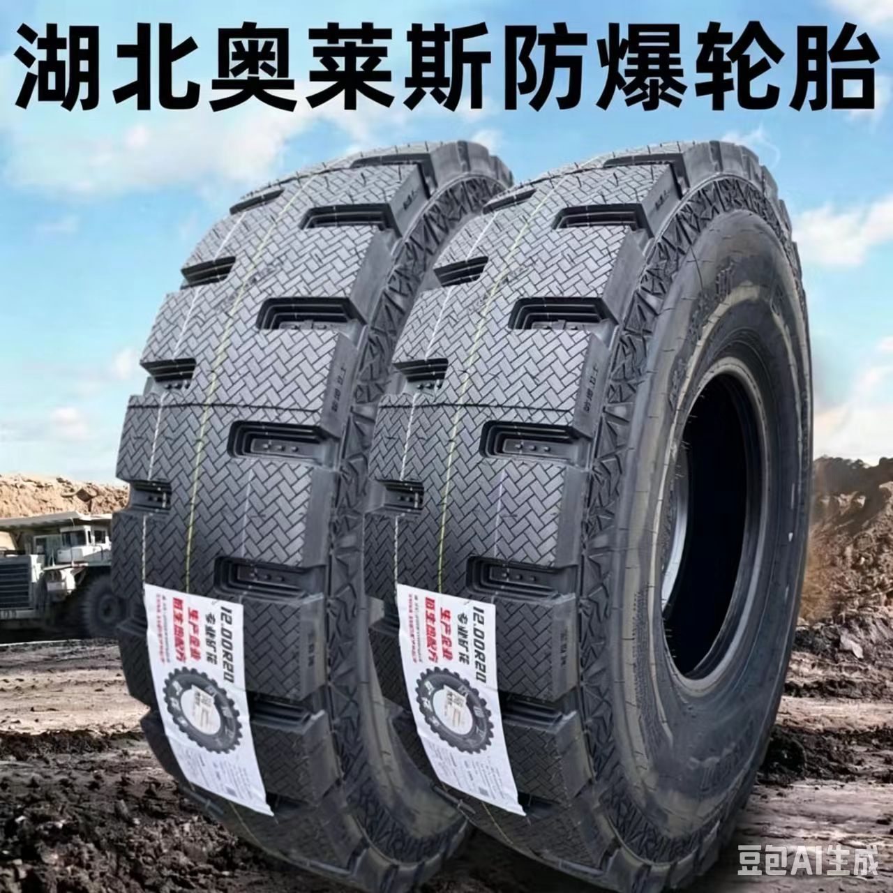 全新正品24层湖北奥莱斯1200R20防爆 597工字花纹矿山全钢丝轮胎