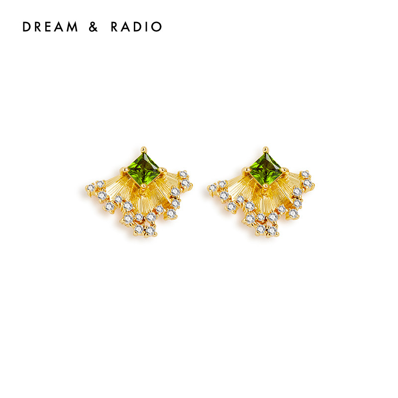Dream＆Radio绿·繁耳环气质轻奢高级感s925纯银耳针复古风耳饰