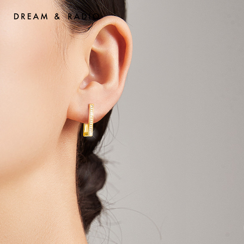 【李佳琦直播间】Dream＆Radio仿珍珠几何金属耳环方形气质耳饰女