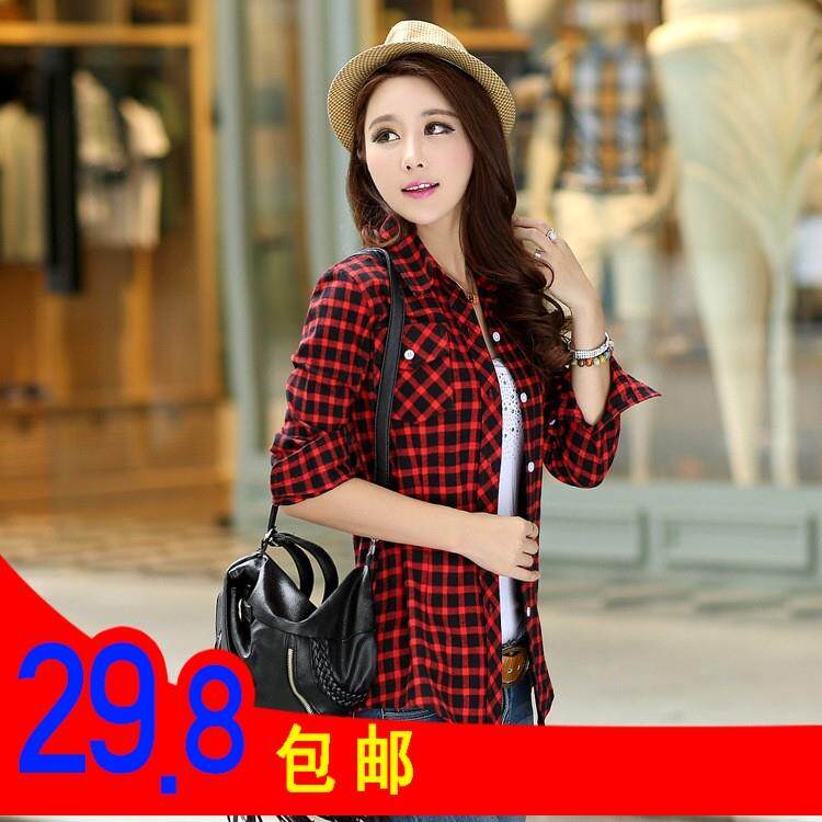 winter Autumn Women's wear Autumn lattice Checkered Long sleeve shirt Collar jacket Autumn coat shirtin the Women's clothing/Boutique , Shirt  category - from Buy2taobao.com to provide professional Taobao agent buy service