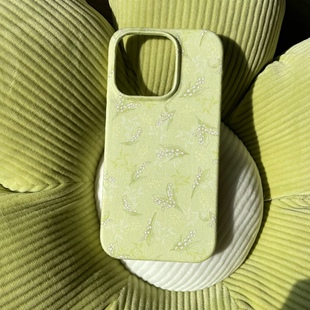 手工定制春日少女铃兰花清新绿色布艺手机壳iPhone13141516Promax