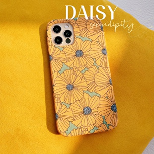 定制手工复古雏菊文艺法式少女布艺手机壳iphone13141516promax