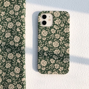 定制手工法式少女清新碎花复古布艺手机壳iPhone13141516promax