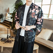 Quần áo nam phong cách Trung Quốc Phật phong cách retro quốc gia cộng với phân bón XL mẫu hoa văn áo choàng kimono áo choàng - Cực lớn