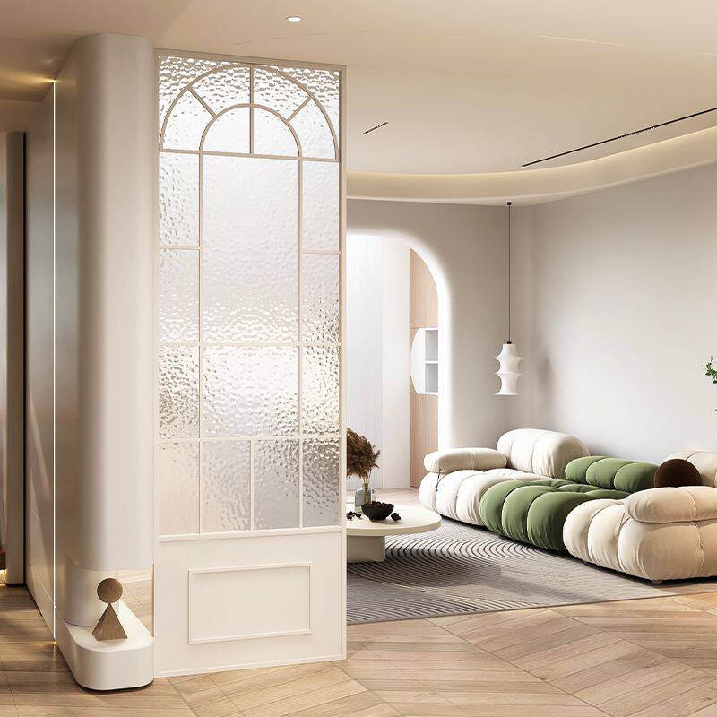 法式艺术 长虹玻璃屏风 奶油风 餐饮店 复古隔断墙 客厅玄关遮挡