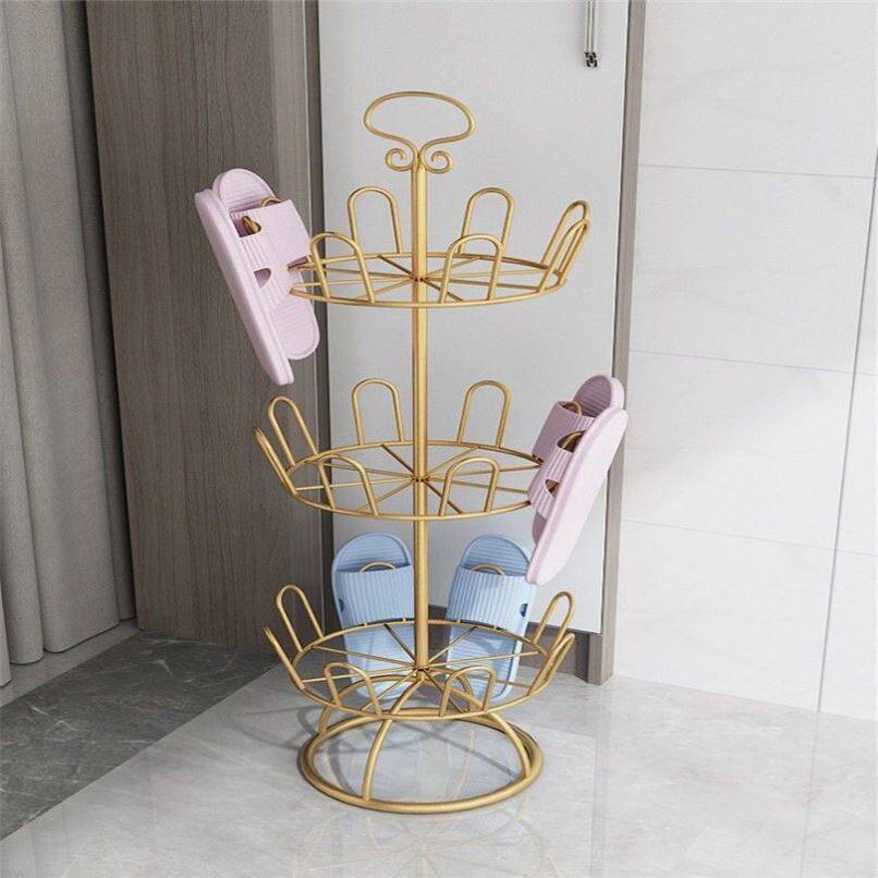 组装旋转鞋架落地式卫生间收纳神器门后铁艺晒鞋神器家粘拖鞋架子