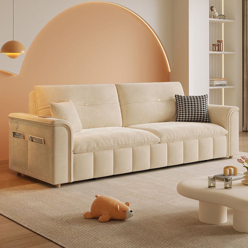 绒布奶油沙发床多功能一体两用可折叠储物小户型双人客厅
