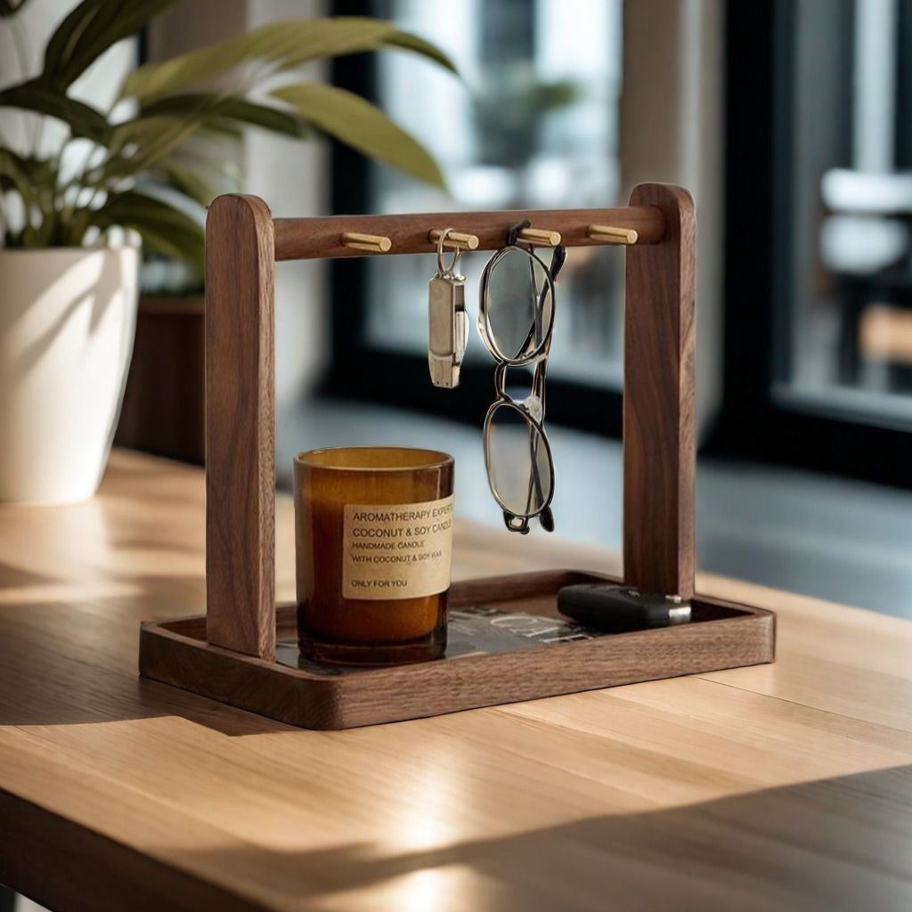 玄关 实木 钥匙收纳盒 树枝摆件 杂物盒 首饰挂架