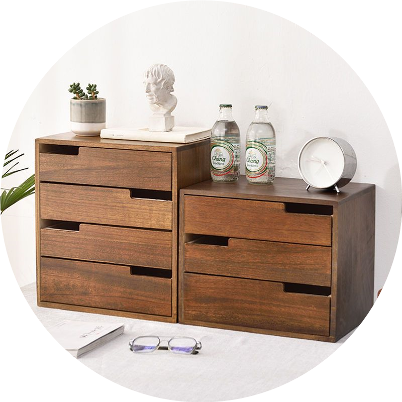 北欧实木桌上储物柜风桌面收纳盒多层带抽屉办公室文件杂物整理柜