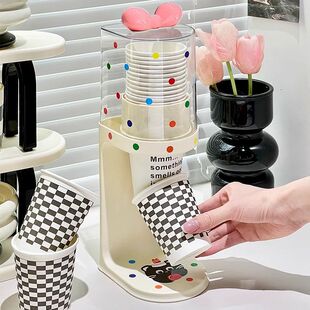 一次性纸杯收纳架多巴胺蝴蝶结取杯器饮水机桌面防尘高颜值杯子架