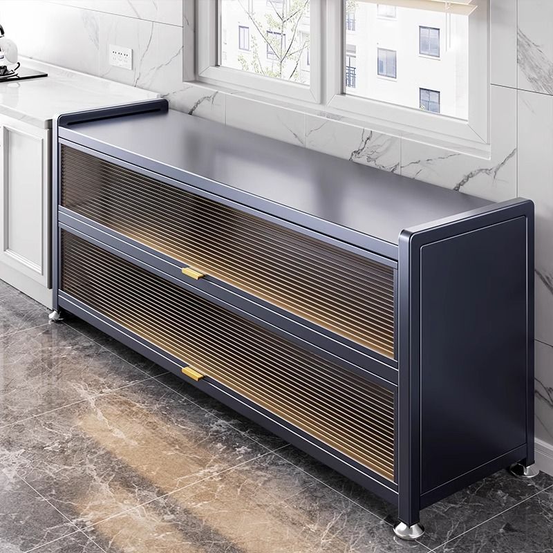 厨房置物柜钢制橱柜家用多层餐边柜微波炉烤箱储物柜调料品收纳柜