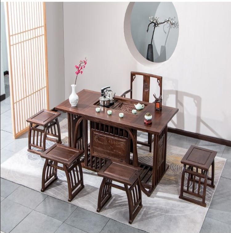 新中式茶桌椅组合禅意实木茶几花梨办公阳台功夫茶台茶具套装一体