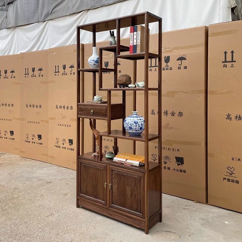 小博古架 新中式 实木 多宝阁 客厅 茶室 置物架 展示柜 摆件架子
