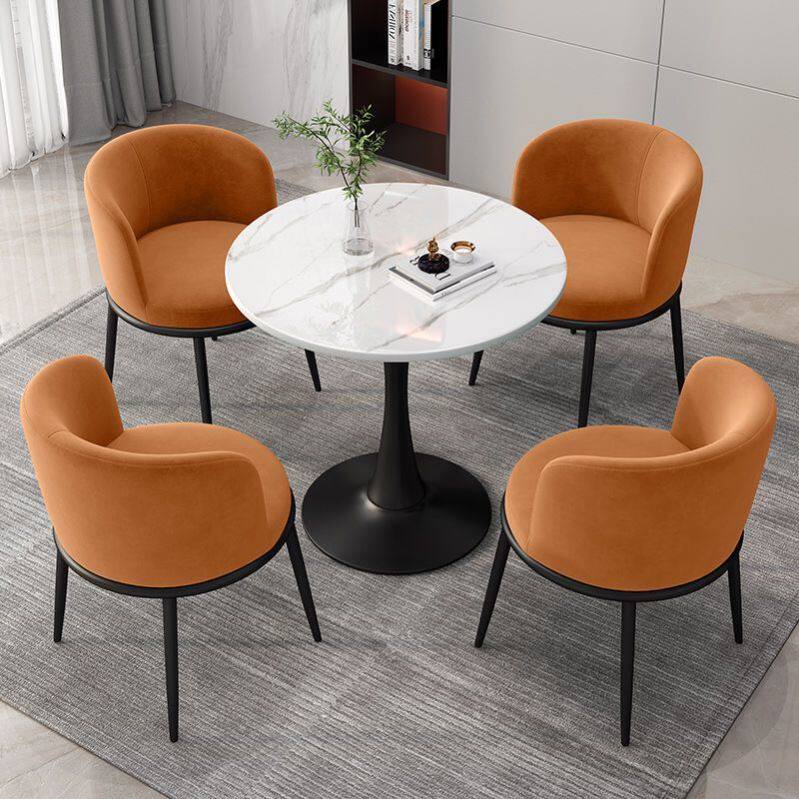 洽谈桌椅组合轻奢岩板圆形接待桌简约现代小圆桌会客休息区售楼处