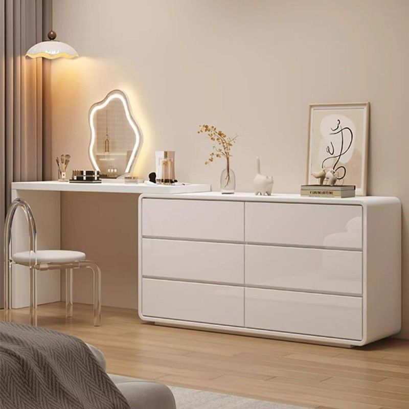 法式圆角梳妆台 家用 奶油风 卧室斗柜 梳妆台 可伸缩转角化妆桌