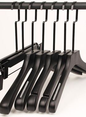 新款热卖黑色服装店男女款实木质防滑金钩衣架撑挂包邮订制LOG